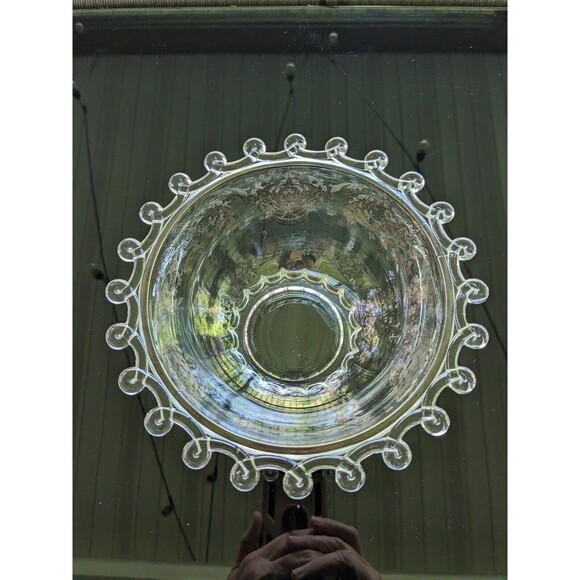 Heisey Lariat SilverOverlay “The Classic Butterfly” Vtg Glass Mayonnaise 7" Bowl - Picture 3 of 15